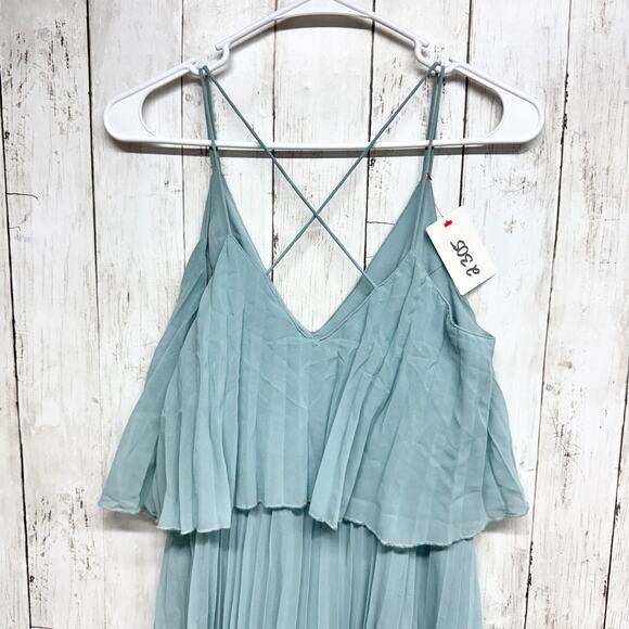 Asos Dress Women Size 4 Pleated Sleeveless Crop Top Midi Crossback Elegant Glam - Picture 5 of 6